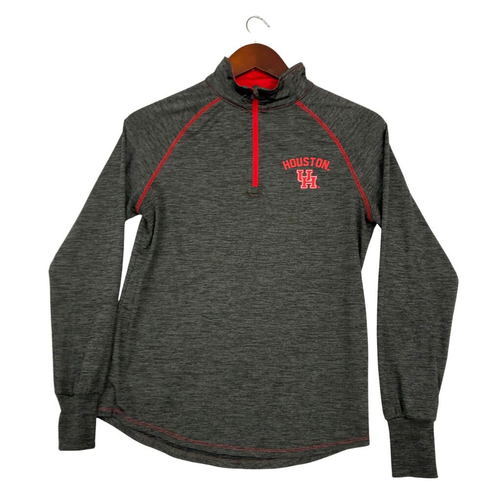 Colosseum Houston Cougars UH Women's M Gray Red 1/4 Zip Pullover Athletic Top